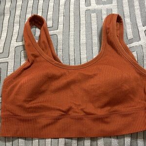 Women's Terracotta Ribbed Sports Bra